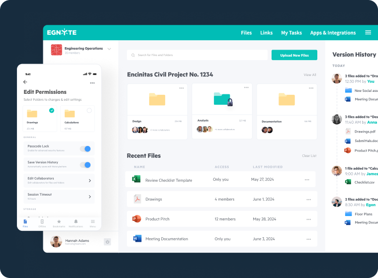 Egnyte file management and collaboration dashboard