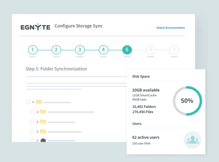 Egnyte storage sync configuration and usage dashboard